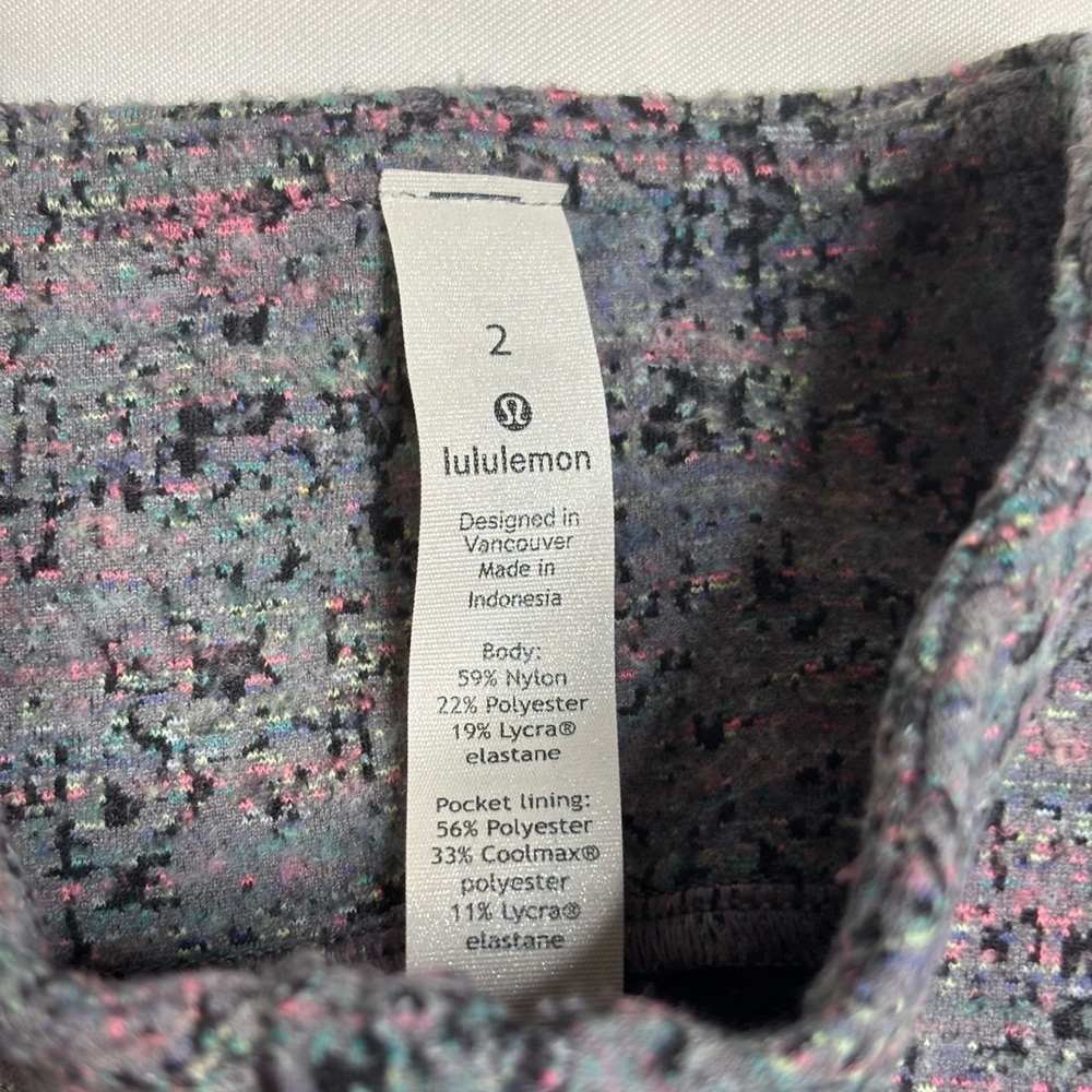 LULULEMON Neon Tweed Jacquard Battleship Electric Coral Run Briskly 1/2 Zip SZ 2 - Picture 5 of 6